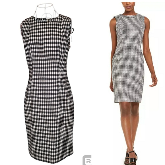 Calvin Klein Gingham Print Sheath Dress Size 8 - Picture 1 of 7